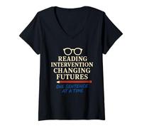 Womens Reading Interventionist Literacy Coach Phonics Word Squad V-Neck T-Shirt