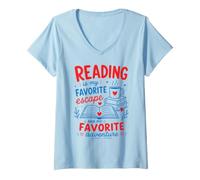 Women's Reading is My Favorite Escape Book Lover Bookworm Reader V-Neck T-Shirt