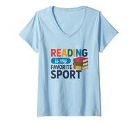 Womens Reading is My Favorite Sport Book Lover Champion V-Neck T-Shirt