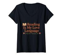 Womens Reading Is My Love Language Book Lover Reader Literary V-Neck T-Shirt