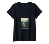 Womens Reading Mermaid Lost in the Tide of a Good Book Ocean V-Neck T-Shirt
