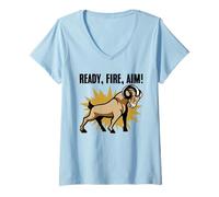 Womens Ready Aim Fire Star Sign Horoscope Zodiac Sign V-Neck T-Shirt
