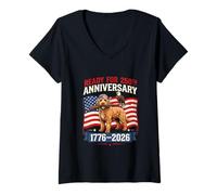 Women's Ready for 250th Anniversary 1776-2026 4th July Cockapoo V-Neck T-Shirt