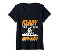 Womens Ready for The Mud-Ness Design V-Neck T-Shirt
