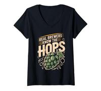 Women's Real Brewers Know The Hops Home Brew V-Neck T-Shirt