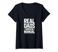 Women's Real DADS Drive Manual Automotive Stick Shift Enthusiast V-Neck T-Shirt