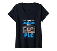 Women's Real Engineers Use PLC Industrial Automation V-Neck T-Shirt