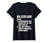 Women's Real Estate Agent Definition Funny Dictionary Style Poster V-Neck T-Shirt