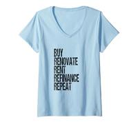 Womens Real Estate Investing Buy Hold Rental Property Investor V-Neck T-Shirt