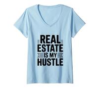 Women's Real Estate is My Hustle Motivational Quote V-Neck T-Shirt