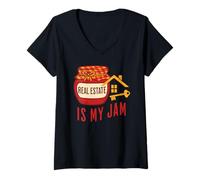 Womens Real Estate is My Jam Funny Realtor Sweet Housing V-Neck T-Shirt
