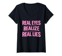 Women's Real Eyes Realize Real Lies Awareness Truth Critical Thinker V-Neck T-Shirt