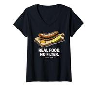 Women's Real Food No Filter Polish Food Since 966 V-Neck T-Shirt