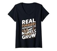 Women's Real Foragers Know Where The Morels Grow V-Neck T-Shirt