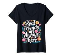 Womens Real Friends Are Always There Connection Loyalty |--- V-Neck T-Shirt