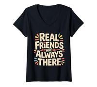 Womens Real Friends Are Always There Connection Loyalty ||-- V-Neck T-Shirt