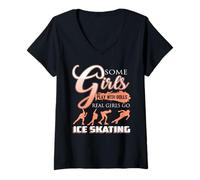 Womens Real Girls Race Hard on The Frozen Rink with Style V-Neck T-Shirt