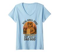 Womens Real Grill Hero Not Just a Dad BOD BBQ Legend V-Neck T-Shirt