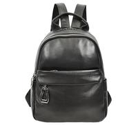 Womens Real Leather Backpack Mid Size Casual Rucksack Bag Kaia (Black)