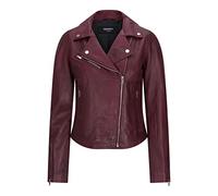 Womens Real Leather Biker Jacket Cross Zip Soft Slim Fit Brando Tan Brown Black Red Yellow - Wine L