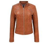 Womens Real Leather Biker Style Classic Jacket Alice (8, Tan)
