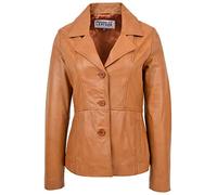 Womens Real Leather Blazer Classic Button Fastening Jacket Ruth