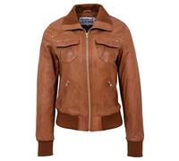 Womens Real Leather Bomber Jacket Slim Fit Blouson Motto