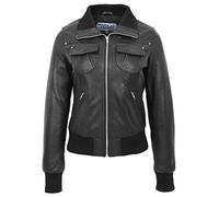Womens Real Leather Bomber Jacket Slim Fit Blouson Motto