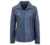 Womens Real Leather Classic Jacket Zip Box Style Julia (18, Blue)