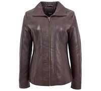 Womens Real Leather Classic Jacket Zip Box Style Julia (18, Brown)