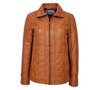 Womens Real Leather Classic Jacket Zip Box Style Julia (18, Tan)