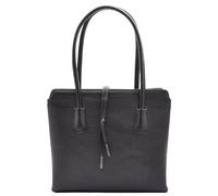 Womens Real Leather Classic Tote Style Zip Opening Large Shoulder Bag CYNTHIA (Black)