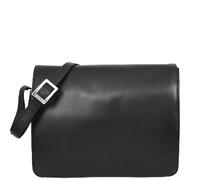Womens Real Leather Cross Body Bag Flap over Shoulder Handbag Isadora (Black)