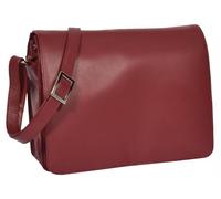 Womens Real Leather Cross Body Bag Flap over Shoulder Handbag Isadora (Red)