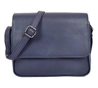 Womens Real Leather Cross Body Bag Mid Size Organiser Juliet (Navy)