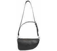 Women's Real Leather Crossbody Bag Adjustable Strap Shoulder Purse Half-Moon Style Agnes (Black)