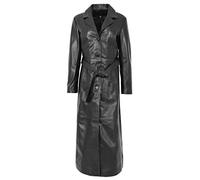 Womens Real Leather Full Length Coat Long Trench Style Gabbie Black (20)