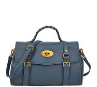 Womens Real Leather Handbag Classic Satchel Top-Handle Style Greta Blue House of Leather Blue Large