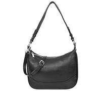 Womens Real Leather Handbag Hobo Style Shoulder Bag Daphne (Black)