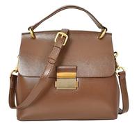Womens Real Leather Handbag Small Cross Body Shoulder Bag Gabriella (Khaki)