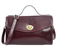 Womens Real Leather Handbag Small Cross Body Shoulder Bag Havana (Red)
