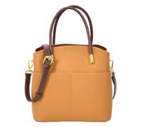 Womens Real Leather Handbag Top Handle Small Shoulder Bag Ella (Tan)