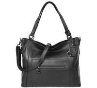 Womens Real Leather Handbag Tote Shoulder Bag Evelyn (Black)