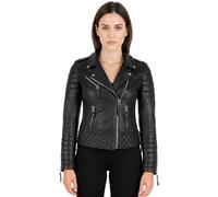 Womens Real Leather Jacket Black Quilted Style Ladies Motorcycle Biker Real Soft Lambskin Zip Up Casual Jackets