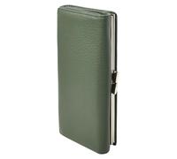 Womens Real Leather Purse Envelope Style with Metal Frame Large Size Wallet Cumbria Olive Green