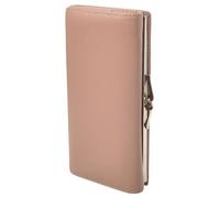 Womens Real Leather Purse Envelope Style with Metal Frame Large Size Wallet Cumbria Pink