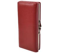 Womens Real Leather Purse Envelope Style with Metal Frame Large Size Wallet Cumbria Red
