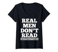 Womens Real Men Don't Read Instructions V-Neck T-Shirt