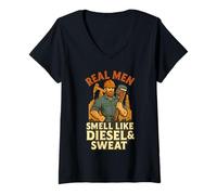 Womens Real Men Smell Like Diesel & Sweat Oilfield T-Shirt V-Neck T-Shirt