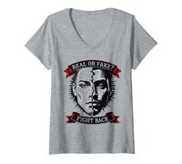 Women's Real or Fake Truth Seeker Graphic Tee Question Reality V-Neck T-Shirt